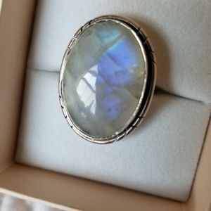 Rainbow moonstone solid silver